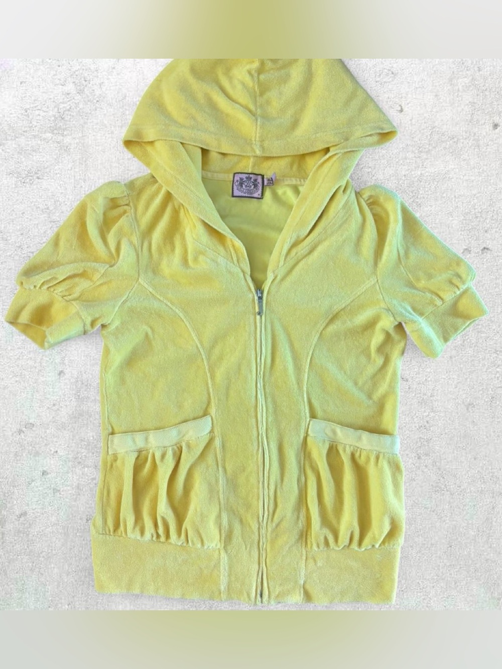 Y2K/Vintage Juicy Couture Yellow Terry Cloth Hooded Zip Jacket